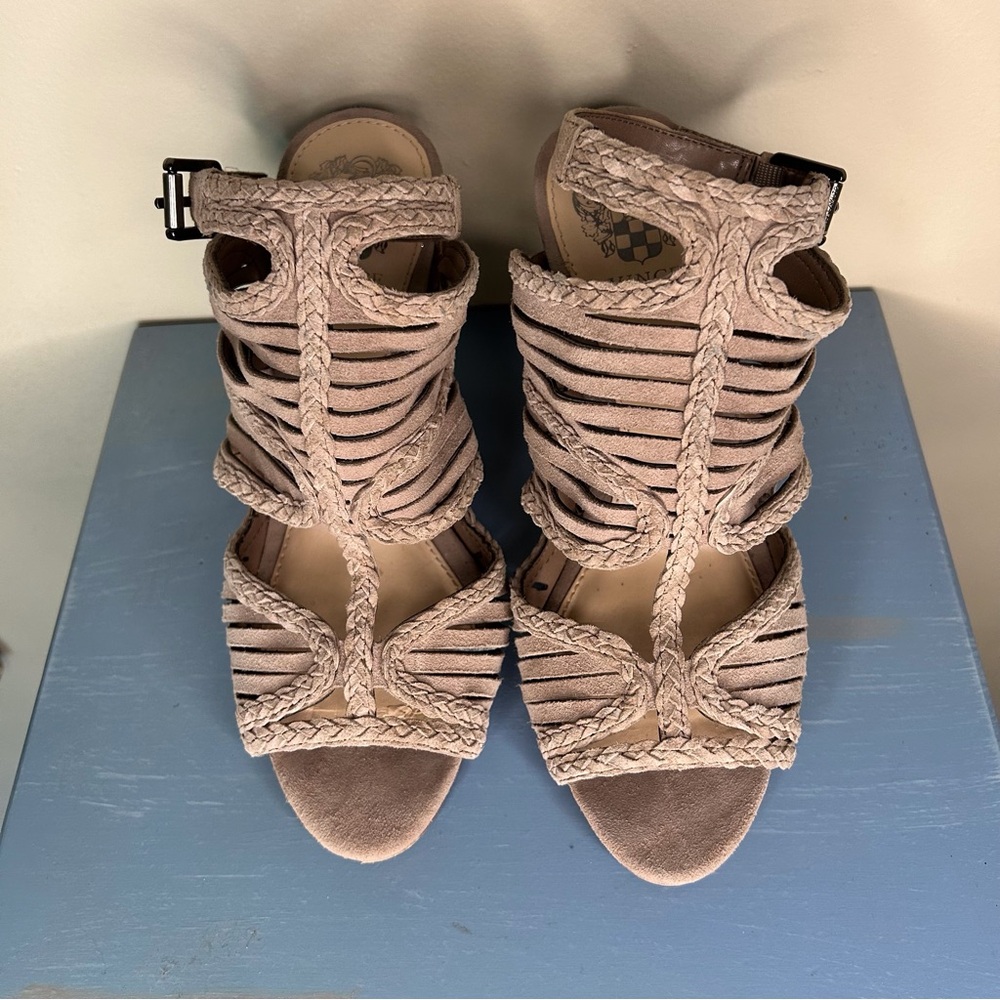 Vince Camuto Janil open toe suede block heel sandal - Picture 4 of 11